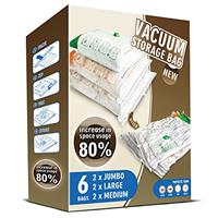 Storage Master Space Saver Bags for Travel and Home Reusable Vacuum Storage Bags Save 80% More Storage Space Work with Vacuum Cleaner