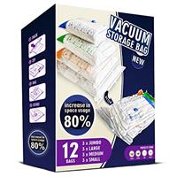 Storage Master Space Saver Bags for Travel and Home Reusable Vacuum Storage Bags Save 80% More Storage Space Work with Vacuum Cleaner