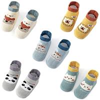 Exemaba Baby Non Slip Grips Ankle Socks 5 Pairs Toddler Cartoon Anti Skid Socks for Boys Girls