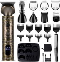 Surker Professional Beard Trimmer Kit - Zero Gapped T-Blade Electric Shaver, Nose & Body Trimmer - Cordless Grooming Kit 7 in 1