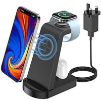 bakibo 3 in 1 Wireless Charging Station, Wireless Charger for iPhone, Wireless Charging Stand Dock for Apple Watch,Airpods