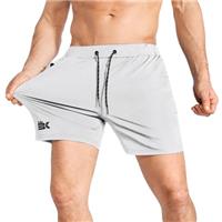 BROKIG Mens Stretch Gym Shorts, Lightweight Running Sport Training Workout Fitness Short Slim with Zip Pocket