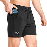 BROKIG Mens Stretch Gym Shorts, Lightweight Running Sport Training Workout Fitness Short Slim with Zip Pocket
