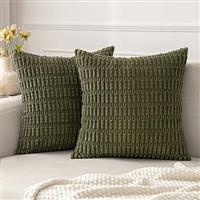 MIULEE Cushion Covers for Living Room Sofa and Bedroom Soft Corduroy Square Cushion Cover Boho Decor 18 x 18 inch 45x45 cm 2pieces