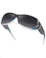 LVIOE Sunglasses Womens Polarised Rhinestones Wrap Around La