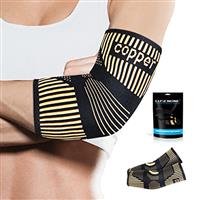 Lusenone Copper Elbow Support for Men/Women - Best Elbow Brace Compression Sleeves Support for Tennis Elbow, Golfers Elbow, Tendonitis, Weightlifting, Gym, Arthritis, Pain Relief