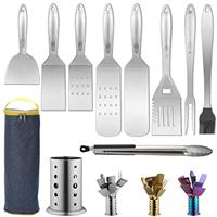 Berglander BBQ Tools Set of 10 Pieces, Barbecue Utensils Set with Utensils Holder, Stainless Steel Handle No Coming Off and Heat Resistant, Grill Accessories Kit, 1. Silver