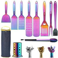 Berglander BBQ Tools Set of 10 Pieces, Barbecue Utensils Set with Utensils Holder, Stainless Steel Handle No Coming Off and Heat Resistant, Grill Accessories Kit, 1. Silver