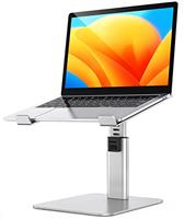 Babacom Laptop Stand for Desk, 8 Adjustable Height Aluminum Laptop Riser, Ergonomic Computer Stand Sit to Stands Desktop Book Stands Compatible with MacBook, Air, Pro and More 10"-16" Notebooks-Silver
