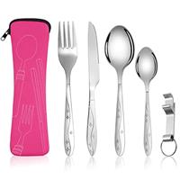 Vicloon 5PCS Camping Cutlery Set, Stainless Steel Flatware S