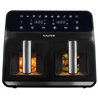 Salter EK5196GW Dual Air Fryer - Clear Viewing Windows, Dual-View Pro, Healthy Fried Foods, Large 2 