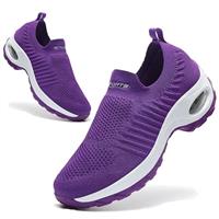 Slip On Trainers Womens Orthopedic Walking Shoes Breathable Mesh Sneakers Lightweight Running Training Shoes Thick Bottom Air Cushion Wedge Shoes