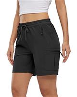 Rdruko Womens Cargo Shorts Drawstring Elastic High Waisted Summer Casual Quick Dry Outdoor Shorts for Work Travel Golf Hiking Walking Water Resistant