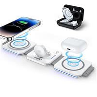 ZUMSEY Foldable Travel Wireless Charger, 3 in 1 Wireless Charging Station for iPhone 14 13 12 11 Pro Max/Mini/XS/XR, Magnetic Charging Stand for iWatch 8/7/6/SE/5/4/3/2, AirPods with Adapter