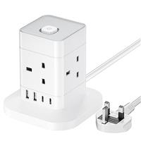5M Extension Lead with USB Slots, Hotimy 13A Cube Extension Lead with 2 USB A and 2 USB C Ports, 4 Way Plug Extension Socket with Switch Power Strip 5 Meters Long Extension Cord for Home Office