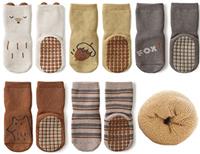 Exemaba Baby Socks with Grips Winter - 5 Pairs Toddler Cartoon Animal Floor Non Slip Socks Kids Thick Warm Anti Slip Socks for Girls Boys
