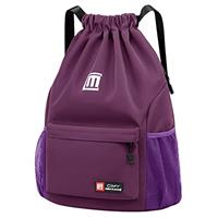 Pystuvo Drawstring Gym Bag, Large Drawstring Bags With Mesh Pockets Water