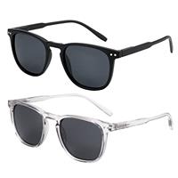 ZENOTTIC 2 Pack Polarised Sunglasses Womens Mens Retro Vintage Round and Square Sun Glasses with UV400 Protection Unisex
