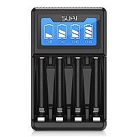 Battery Charger, SUKAI LCD 4 Slot Rechargeable Battery Charger for Ni-MH AA & AAA Rechargeable Batteries (No Adapter)