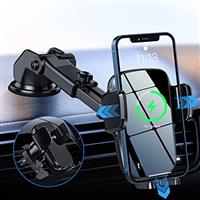 SONRU Wireless Car Charger, Qi 15W Fast Charging Auto Clamping Car Phone Holder Wireless Charger Suction Holder Dashboard Air Vent Compatible for iPhone 15/14/13/12/11, Samsung Galaxy S23/22 and More