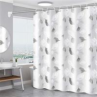 WOODFIB Shower Curtain, 100% PEVA Waterproof Anti-Mould Proof Resistant, Quick-Drying, Washable Bathroom Curtain, Includes 12 Pcs Curtain Hooks