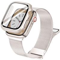 Vamyzji Compatible With Apple Watch Straps 40mm 41mm 44mm 45mm Case, Adjustable Dual Magnetic Milanese Mesh Metal iWatch Strap for Series 8 7 6 5 4 SE, Women Men Starlight