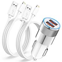 Apple MFi Certified Car Charger Adapter, Dual USB Cigarette Lighter Charger for iPhone 14 13 12 11 Pro Max/XS/X/8/7/6/SE, Fast Phone Charger With 2x Lightning Cable