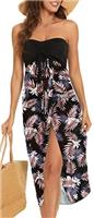 florynova Summer Dresses for Women Strapless Loose Sundress Casual Adjustable Maxi Beach Dress