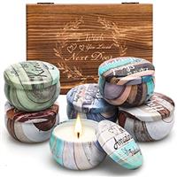 Natural Soy Wax Candle 6 Pack,Wood Candle Box,Womens Gift Sets,Scented Candles Gift Box,Candle Sets for Women Gifts,House Warming Gifts New Home,Candle Gift Set,Candles Gifts for Women