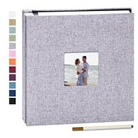Yopih Self Adhesive Photo Album Scrapbook Album with Window Linen Hardcover