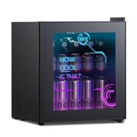 HCK 48L Mini Fridge with Glass Door, Quiet 39dB, Cyberpunk B
