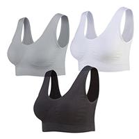 Lemef 3-Pack Seamless Sports Bra Wirefree Yoga Bra with Removable Pads for Women