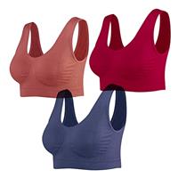Lemef 3-Pack Seamless Sports Bra Wirefree Yoga Bra with Removable Pads for Women