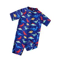 Ewbob Boy Swimsuit Sun Protection Short Sleeve Bathing Suit Kids All in One Piece Swimwear Ages 18 Months to 6 Years Swim Costume for Swimming Lessons, Beach and Pool