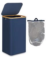 efluky 100L Laundry Basket with Lid, Washing Baskets Large Tall Laundry Hamper with Bamboo Handles & Inner Bag for Clothes Storage Organizer, Foldable Laundry Bin for Bedroom