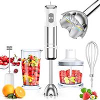 Hand Blender, 5-in-1 Stainless Steel Electric Stick Blender 1000W, 12 Speeds Adjustable, Baby Food Blender with Egg Whisk, Frother, 500ml Chopper, 600ml Measuring Cup, BPA Free Food Processor