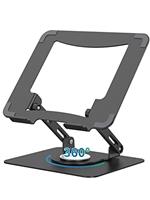 SOUNDANCE Laptop Stand with 360 Rotating Base, Ergonomic Computer Riser for Desk, Adjutable Height Muti-Angle, Foldable Laptop Mount, Stable Metal Holder Support 10-15.6" Notebook PC