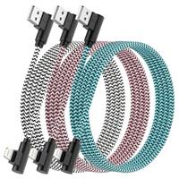 iPhone Charger Cable,3Pack[Apple MFi Certified] Right Angle 90 Degree Fast Charging iPhone Cable Nylon Braided ipad Charger Cable for iPhone 14 13 12 11 Pro Max Mini XR XS X 8 7 6s 6 iPod AirPods