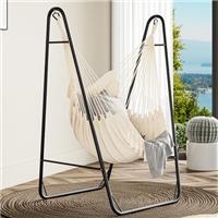 YITAHOME Hammock with Stand, Max. load 150 kg, Sturdy Steel Frame, Hammock Stand with Hanging Swing, 85x92x155 cm, Swing Chair with 2 Hooks and 1 Side Pocket for Patio, Balcony and Garden, Grey