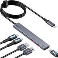 Aceele USB C Hub 10Gbps USB 3.2 Splitter with 100W PD Charging, Aluminum Powered USB C Extender with 3.3ft Extension Cable for PC, MacBook, PS4/5, Surface Pro, Dell