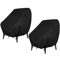 GARPROVM Garden Chair Covers Waterproof 2 Pack, Outdoor Heavy Duty 420D Oxford Fabric Patio Cover With Buckle Strap for Stacking Chairs Armchair (Black, 89 x 97 x 74 cm)