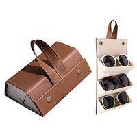 NCOALE Glasses Case Organizer, 3 Slot Foldable Eyeglasses Ca