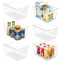 Vtopmart Clear Plastic Storage boxes, 6 PCS Storage Baskets with Handle for Bathroom, Kitchen Cupboard, Fridge, Pantry Organizers and Storage,Multi-Use, BPA Free, Large