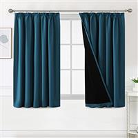 BellaHills 100% Blackout Curtains for Bedroom Thermal Insulated Curtains & Drapes Blackout Curtains Pencil Pleat Curtains for Living Room with Black Liner 2 Panels Set