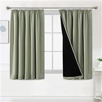 BellaHills 100% Blackout Curtains for Bedroom Thermal Insulated Curtains & Drapes Blackout Curtains Pencil Pleat Curtains for Living Room with Black Liner 2 Panels Set