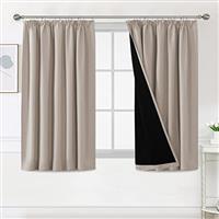BellaHills 100% Blackout Curtains for Bedroom Thermal Insulated Curtains & Drapes Blackout Curtains Pencil Pleat Curtains for Living Room with Black Liner 2 Panels Set