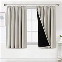 BellaHills 100% Blackout Curtains for Bedroom Thermal Insulated Curtains & Drapes Blackout Curtains Pencil Pleat Curtains for Living Room with Black Liner 2 Panels Set
