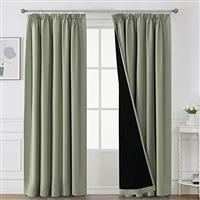 BellaHills 100% Blackout Curtains for Bedroom Thermal Insulated Curtains & Drapes Blackout Curtains Pencil Pleat Curtains for Living Room with Black Liner 2 Panels Set