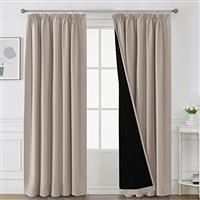 BellaHills 100% Blackout Curtains for Bedroom Thermal Insulated Curtains & Drapes Blackout Curtains Pencil Pleat Curtains for Living Room with Black Liner 2 Panels Set