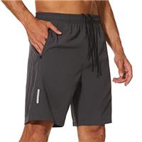 YUTYTH Mens Gym Running Shorts Breathable Quick Dry 7" Gym Athletic Shorts with Zipper Pockets and Reflective Strip